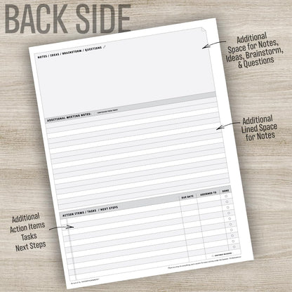 Goody Farm Meeting Notepad - 8.5 x 11-50 Sheets Double Sided Work School Meeting Pad Objectives, Agenda, Notes, Action, Tasks, Project Pads