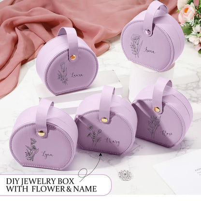 Weysat 12 Pack Travel Jewelry Case Bulk Mini Leather Bridesmaid Jewelry Gift Box Small Earring Storage Organizer (Purple)