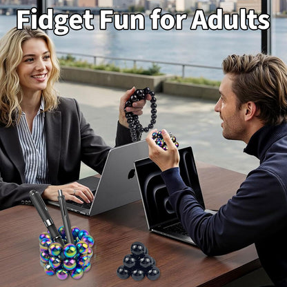 28 Pcs Magnet Stones Balls Fidget Toy, Adult Fidget Toys, Magnet Stones Balls Can Replace Ferrite Putty, Office Desktop Decoration, Stress Relief, Anti Anxiety, Executive Desk Toys (Black)