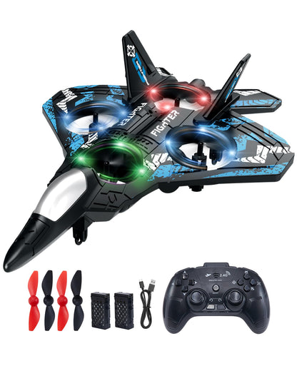 JoyRapt Drones for Kids Form RC Plane, Remote Control Airplane, Aircrafts Toys for Boys and Girls, Jet Helicopter Drones with LED Lights 360° Flip, Gifts for 6 8 10 Year Old Boys 2 Rechargeable Batteries