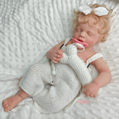 Oppaionaho Full Body Silicone Baby Doll with Hair 20 Inch Lifelike Reborn Baby Dolls Girl with Mouth That Opens Sleeping Newborn Doll Anatomically Correct