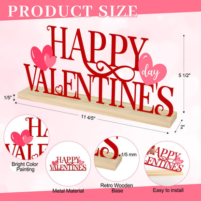 COCHIE Metal Happy Valentine's Day Sign, Valentines Day Decorations for Home, Party, Shelf, Mantel, Indoor, Valentine Heart Decor, Valentines Day Table Top Decoration (Valentine)