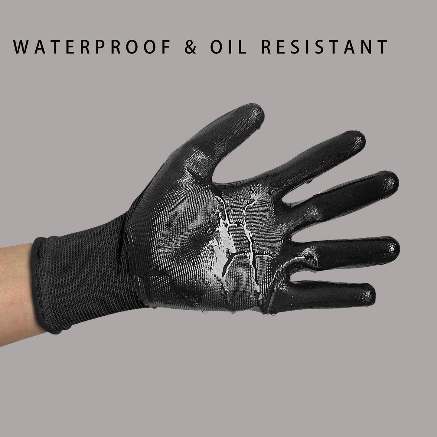 Evridwear Nitrile Coated Work Gloves,Superior Oil Resistance with Grip for Men Women Automotive,Gardening, Mechanic