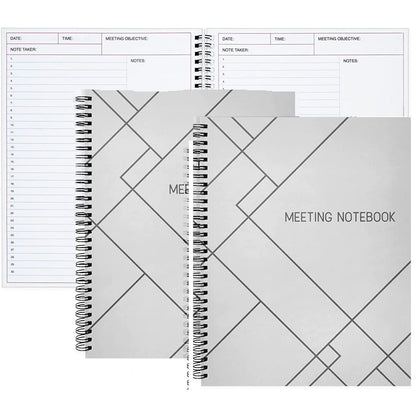 Juvale Meeting Notebook for Work - Spiral-Bound Planner Notebook for Work Planner & Office Supplies - Agenda & To Do List Notepad - 11 x 8.5 In, White, Pack of 2