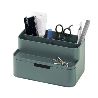 BLUE GINKGO Compact Desk Organizer – Small 5-Compartment, Half Drawer Storage – Pen Holder, Stationery Organizer for Desktop, Vanity, Shelf (Made in Korea, Green)