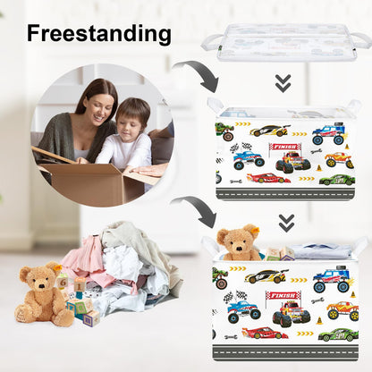 Clastyle City Car Baby Laundry Hamper Kid Storage Basket Boy Gift Toy Box Collapsible Clothes Organizer Nursery Bin for Bedroom,Monster Truck,40 * 30 * 30 cm