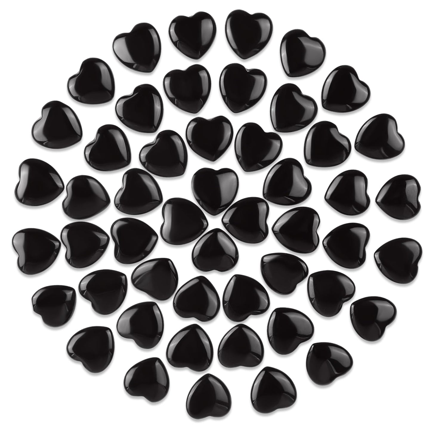 Gerrii 50 Pcs Heart Healing Stone Bulk Quartz Heart Inspirational Stones Gift for Women Love Pocket Polished Natural Energy Balancing Meditation 0.8 Inch(Black)
