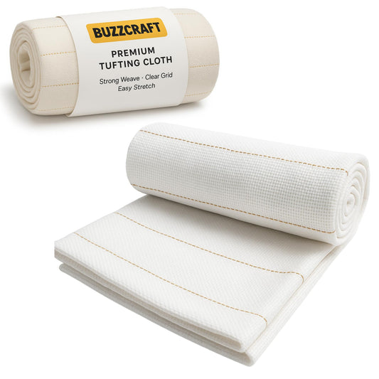 BUZZCRAFT Premium Large Primary Tufting Cloth for Rug, Punch Needle Fabric, Monks Cloth, White, 80" x 80", 6.6x6.6 feet
