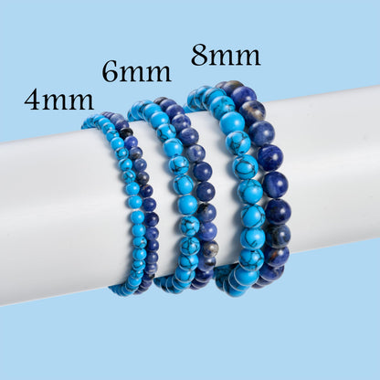 Bivei 2-Piece 8mm Beaded Bracelets for Women – Sodalite, Blue Turquoise – Handmade Natural Crystal Stretch Elastic Jewelry for Meditation, Yoga, Protection Gifts