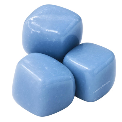 Amazing Gemstone Angelite Crystals and Healing Stones Tumbled - 1000+ Cratas, Natural Healing Stones for Energy Balance, Stress Relief - Premium Polished Gems Rocks for Meditation & Wellness