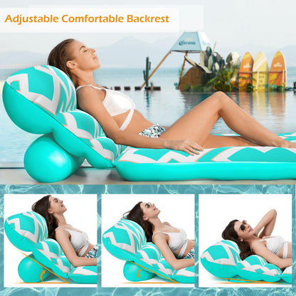 Jasonwell Inflatable Pool Float Adult - Ultra-Comfort Soft Fabric Pool Floaties Lounge Floats Floating Chair Raft with Adjustable Backrest Air Water Lounger Tanning Float for Pool Beach Party (Grid)