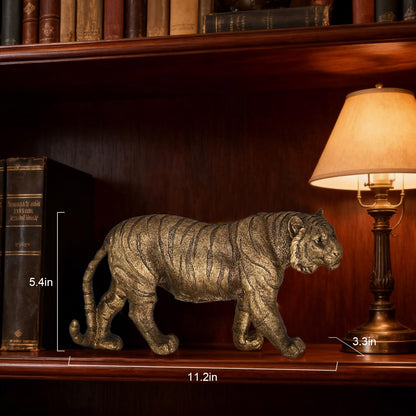 Juliahestia Lifelike Tiger Statue Large Animal Figurines Bronze Resin Decoration for Home Office Desk Shelf Stockholm Style Room Decor Unique Wild Animal Sculpture Gifts for Men