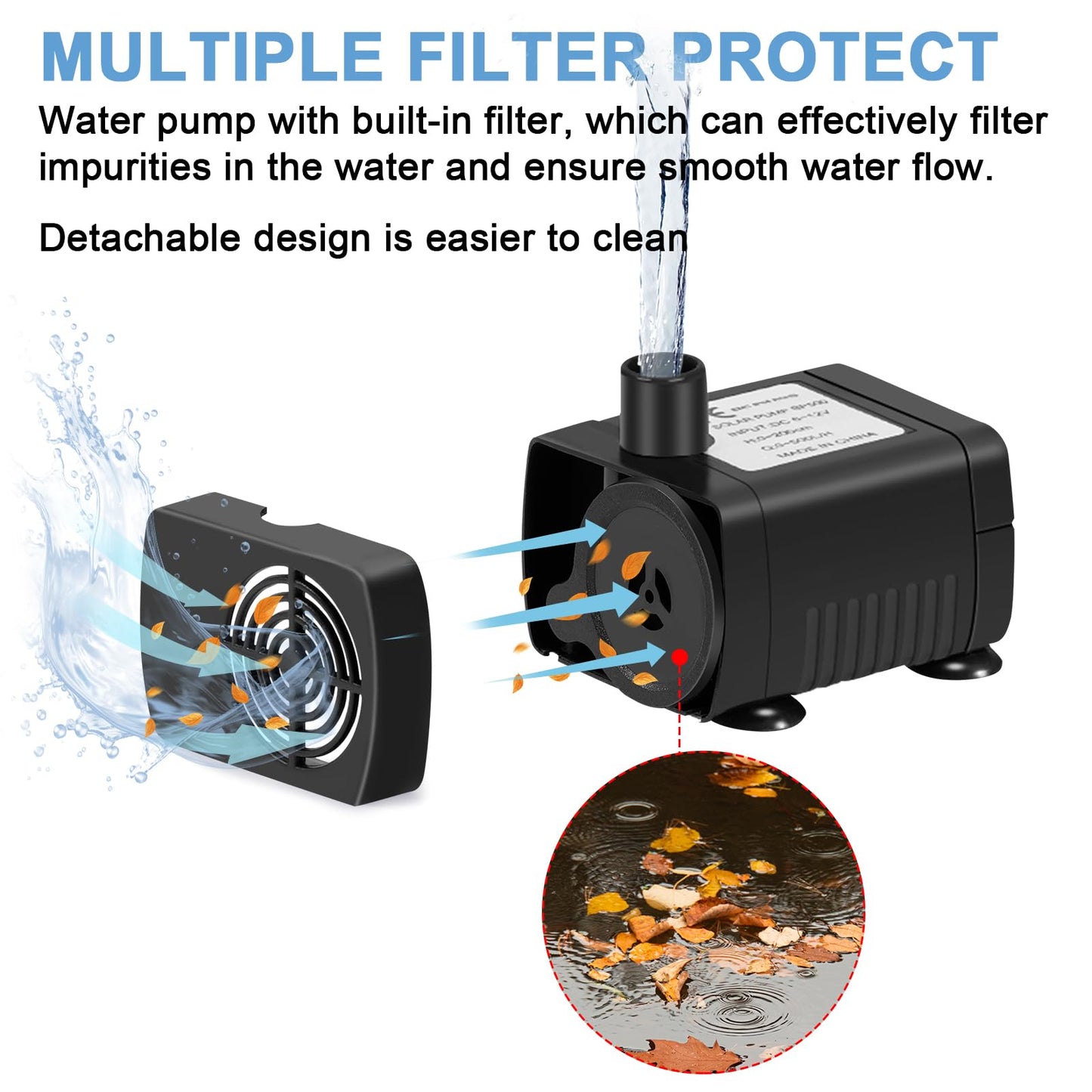 Solar Fountain Pump 12W Solar Water Fountain With 3 Spray Nozzle Solar Powered Water Pump 132 GPH Solar Pond Pump for Outdoor Garden Water Features