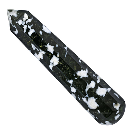 Amazing Gemstone Black and White Tourmaline Crystal Wand Massage Stick - Pelvic Wand Gua Sha for Adults - Crystals and Healing Stones Massage Wands for Adults Gifts (Pointed)