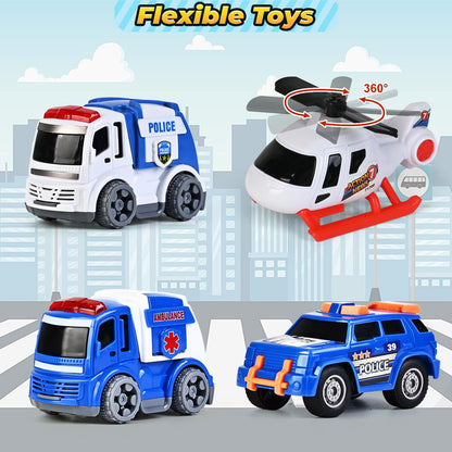 ShyLizard Toddlers Truck Toys,Boy Toys Gifts for 1 2 3 Years Old,5 in 1 City Police Transport Truck with Lights & Sounds,Ideal Birthday for Baby Toddler 12-18M+