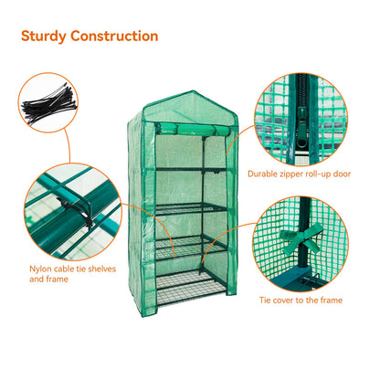 Mini Greenhouse for Outdoor Indoor,4 Tier Small Portable Green Houses with Improved PE Cover,Roll-up Zipper Warm House,Grow House for Seedling and Plant Growing (64x27x20inch),Green