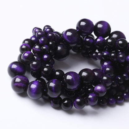 Natural Purple Tiger Eye Stone Beads for Jewelry Making DIY Bracelet Necklace Jewelry Making 1 Strand 15.5inch 35PCS 10MM