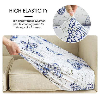 FORCHEER Printed Couch Cushion Cover Stretch Butterfly Slipcover for Sofas and Couch Cushions Indoor Washable 19-26 inch Long (1PC,Style 14)