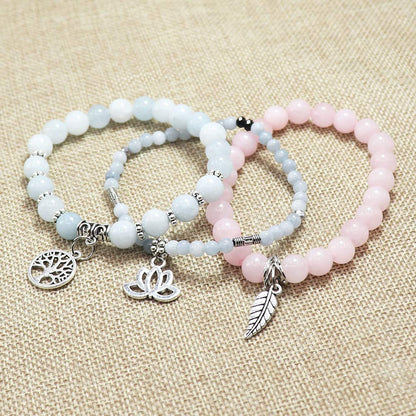 UEUC Tree of Life Yoga Healing Stone Bracelets,Multilayer Lotus Chakra Stone Reiki Bracelet Sets,Anxiety Crystal Natural Stone,for Women Stress Relief