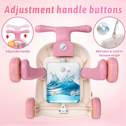 QDRAGON 3 in 1 Baby Walker and Activity Center for Girl, Learning to Walk, Sit to Stand, Early Educational Push Toys with Music Panel for Infant Toddler 12+ Months Pink