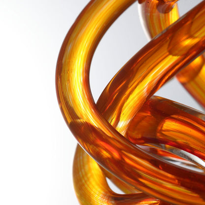Luxury Lane Hand Blown Infinity Knot Sommerso Decorative Glass Ball for Bowls Home Decor 4 inch Tall Orbit Centerpiece Table Decoration Sculpture Ombre Red