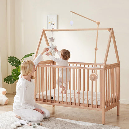 WIOSOUL Baby Crib Mobile Arm Wooden Holder with Rotating Music Box Nursery Decor Attachment Safe Anti Slip Set for Baby Girls Boys Nursery Decor