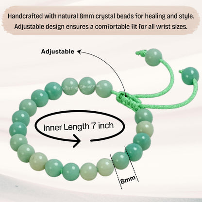 Amazing Gemstone Amazonite Bracelet for Women Men's Gifts - Protection Healing Crystal Bracelet - 8mm Gemstone Beaded Adjustable Bracelet Pulseras Para Hombres Mujer Stocking Stuffers