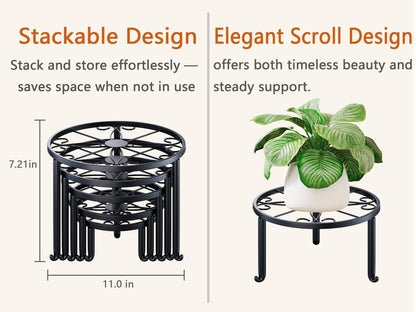 NQW 5 Pack Metal Plant Stand for Heavy Potted Plant for Home Indoor and Outdoor, Multiple Heavy Duty Flower Pot Stand,Multiple Plant Display Rack