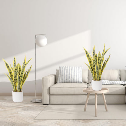 DUZYXI Artificial Realistic Snake Plant 21.5" with White Pot Fake Snake Plants Sansevieria Greenery Faux Snake Plant for Home Office Living Room Housewarming Gifts Indoor Decor-LightYellow