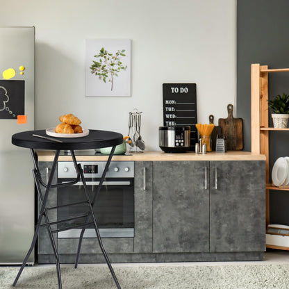 Byliable Cocktail Table 28in Folding Round High Top Indoor Outdoor with Removable Legs, Tall Bistro Foldable Bar Height Table for Parties, Patio, Backyard, Dining Room, Events, Black- 2PCS