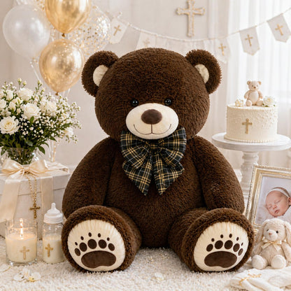 Karister Giant Teddy Bear 4 Feet, Lifesize Chocolate Brown Soft Plush Stuffed Animal with Bow Tie & Big Belly for Kids Girls Boys, Hugging Bear Birthday Gift for Girlfriend Valentines Christmas