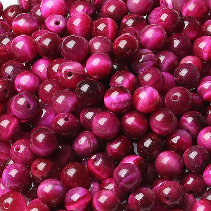 LAIDANLA Rose Pink Tiger Eye Stone 8mm Natural Stone Beads Round Loose Gemstone Beads for DIY Bracelet Necklace Earrings Jewelry Making Polishing Beading Crystal 96PCS 2 Strand 32"