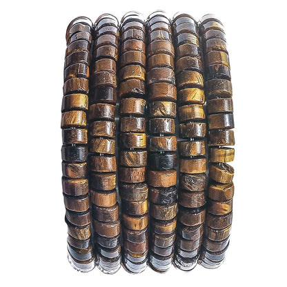 Natural Yellow Tiger Eye Stone Spacer Beads 6x3mm 38cm/str Flat Round Loose Semi Gemstone Caps for Making Bracelets Necklace