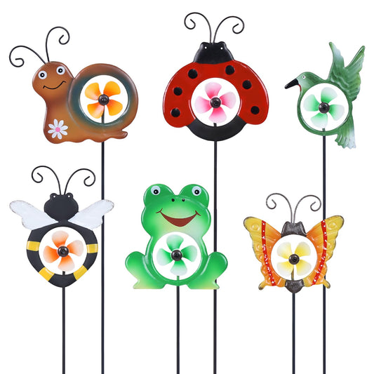 hogardeck Garden Decor for Outside, Metal Animal Pinwheels Decorative Garden Stakes for Spring Decor, Colorful Wind Spinners for Yard Art Outdoor Lawn Porch Pathway Decorations (HGMD-2249)