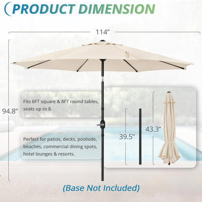 LUE BONA 10FT Patio Umbrella, Waterproof Outdoor Market Umbrella with Easy Crank & Tilt, Patio Table Umbrella for Deck Garden Backyard Pool, Beige