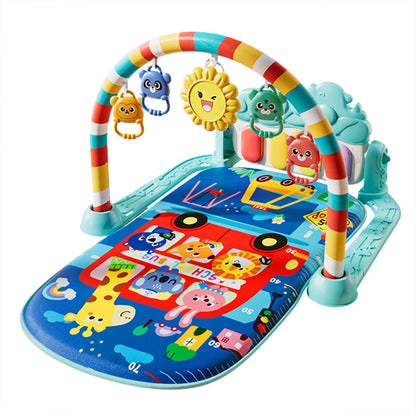 Baby Gyms Play Mats, Play Piano Gym Mat, Activity Mat for Tummy Time with 5 Infant Learning Sensory, Music and Lights for Newborns and Toddlers (Dark Blue)