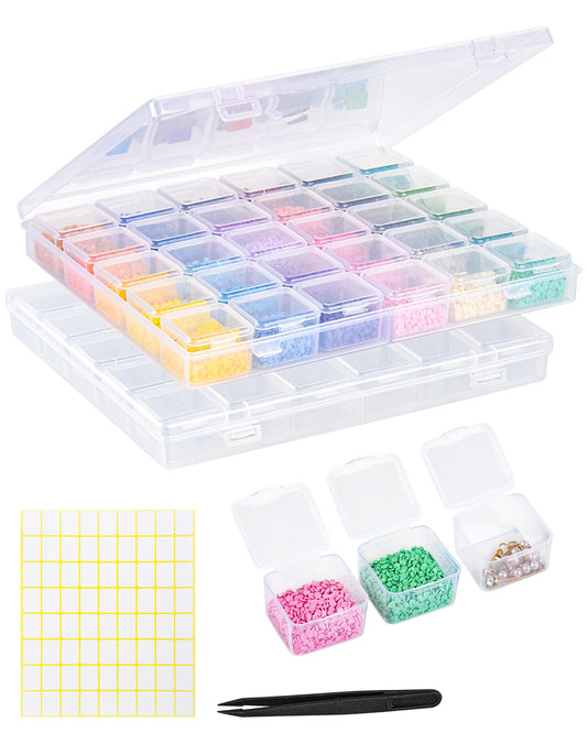 Cokapo 60-Grid Diamond Painting Storage Containers, Portable Diamond Art Storage Case with Labels, Bead Organizers and Storage for Diamond Painting Accessories & Tools, DIY Art Craft, Jewelry, Nail