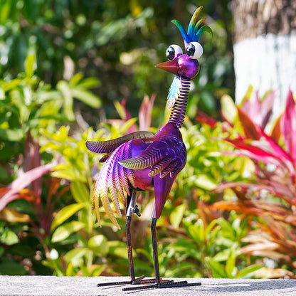 giole Metal Wacky Rooster Garden Statue, 19'' Rooster Decor Yard Statue Decorations Outdoor, Chicken Yard Art for Outside, Patio, Backyrad, Lawn(Purple)
