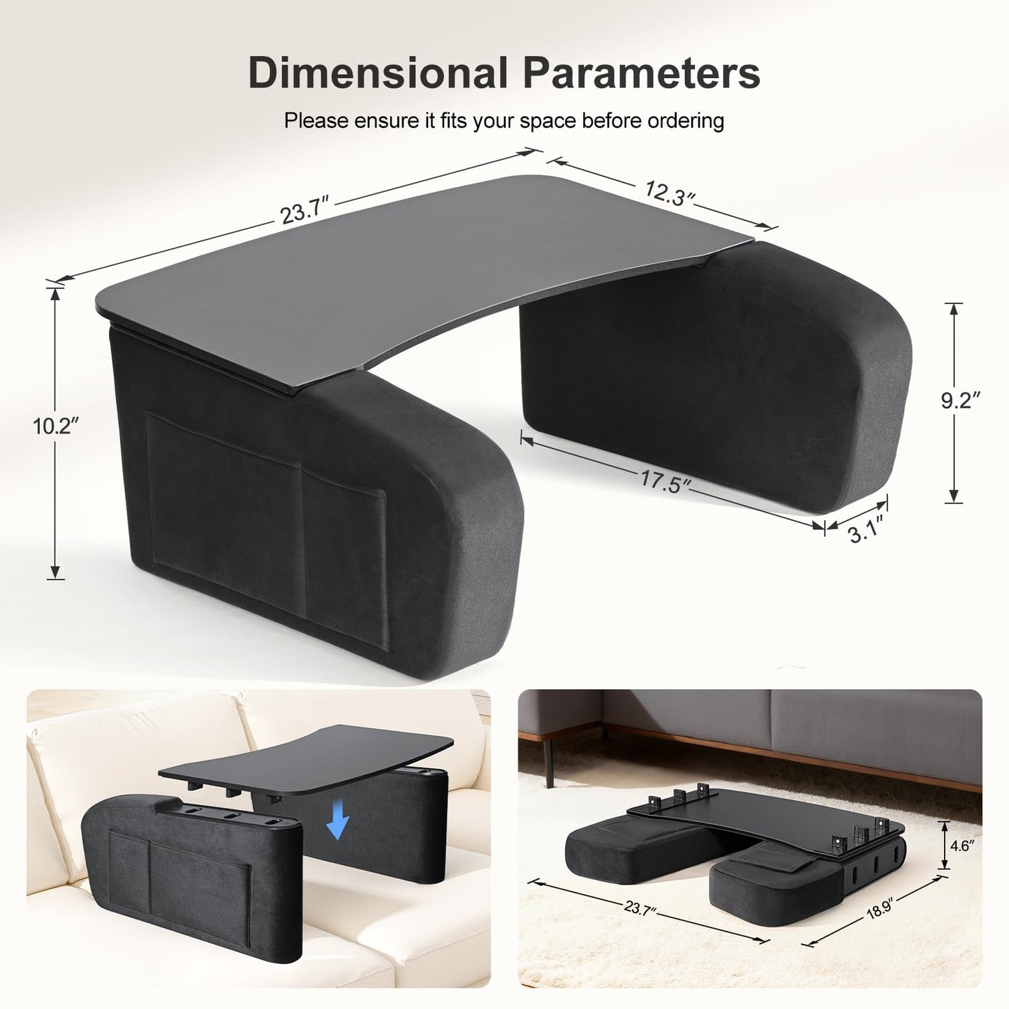 Lap Desk for Adults with Arm Rests,Ergonomic Laptop Pillow Stand for Bed,Couch,Floor,Large Table for Long Hours Work,Eating,Gaming,Reading and Writing,Lap Laptop Desk for College Dorm Room