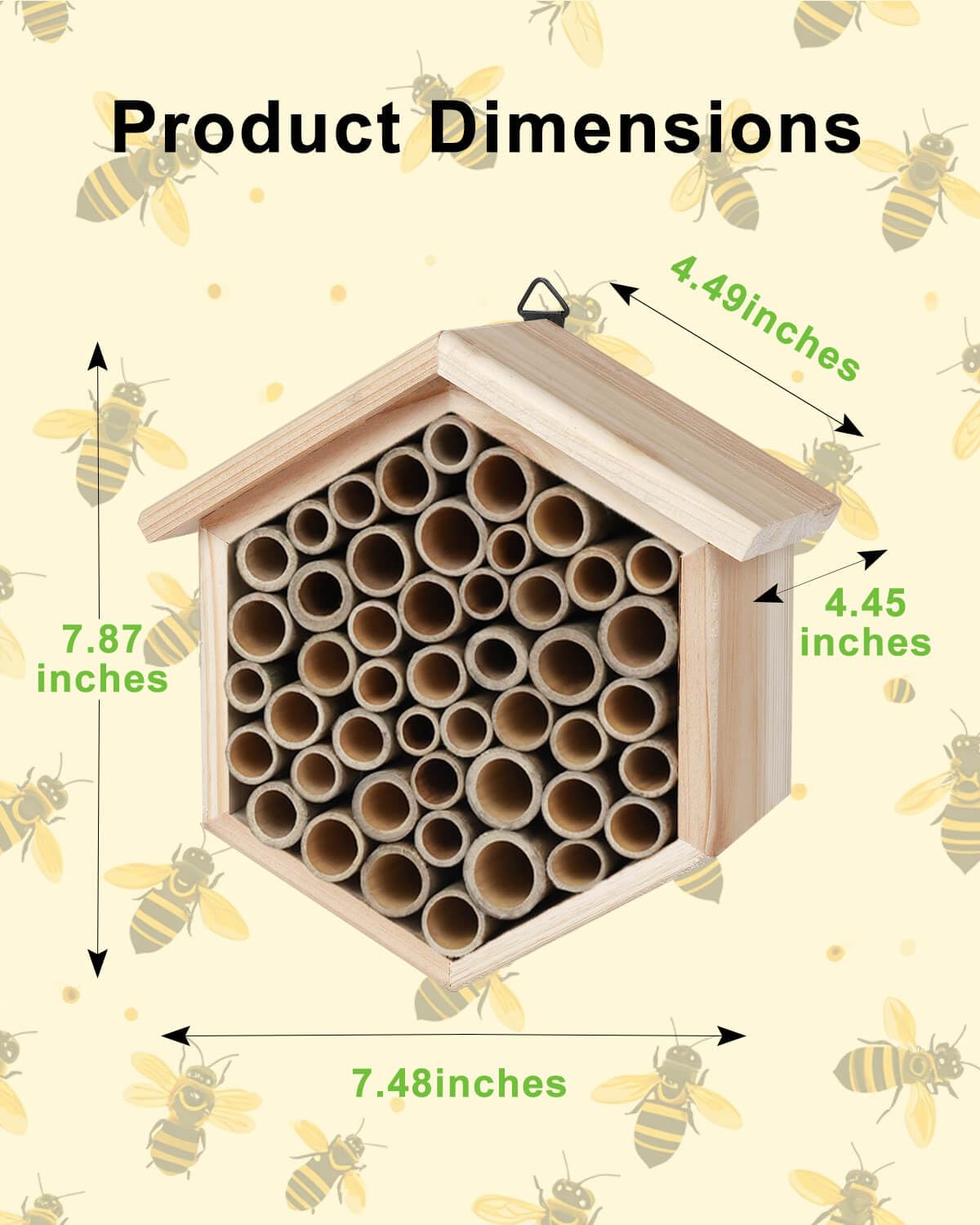 vensovo Mason Bee House - Replaceable Tubes Carpenter Bee Houses Bamboo Bee Hotel Wooden Bee Hive for Pollinating Bees, Outdoors, Carpenter Bees