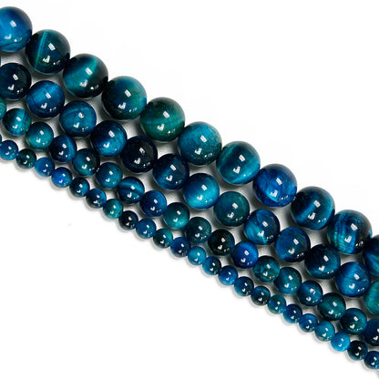 NCB 100pcs Original Natural Stone Beads Gemstone Round Loose Beads 6mm 8mm 10mm (Aquamarine Tiger's Eye, 6mm 100Beads)