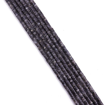 BEADIA Natural Black Spectrolite Spacer Beads Caps Loose Semi Gemstone for Beading Jewelry Making 4mmx2mm 38cm