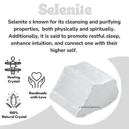 Amazing Gemstone Black Tourmaline Selenite Crystal - 1/2 lb Bulk Raw Black Tourmaline Crystals and Selenite Healing Crystals for Protection, Crystal Grid, Energy Piedra Selenita Original