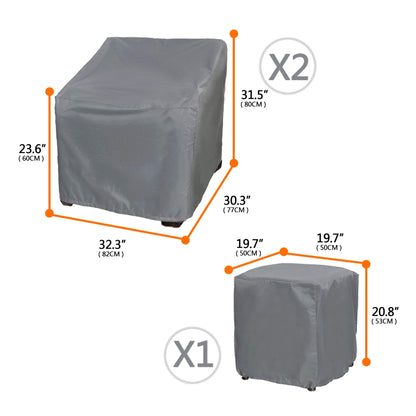 Baner Garden Patio Furniture Covers,Outdoor Furniture Cover Waterproof,Patio Furniture Set Covers for 3 Piece Outdoor Bistro,Patio Sofa Covers Set for 2 Chairs and Coffee Table,Grey