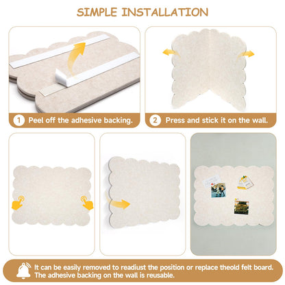 Felt Bulletin Board 24" x 18" Cork Board Alternative,Decorative Felt Pin Board Foldable Cork Boards for Walls Self-Adhesive Cork Board for Home Office Classroom Pin Board (Oatmeal)