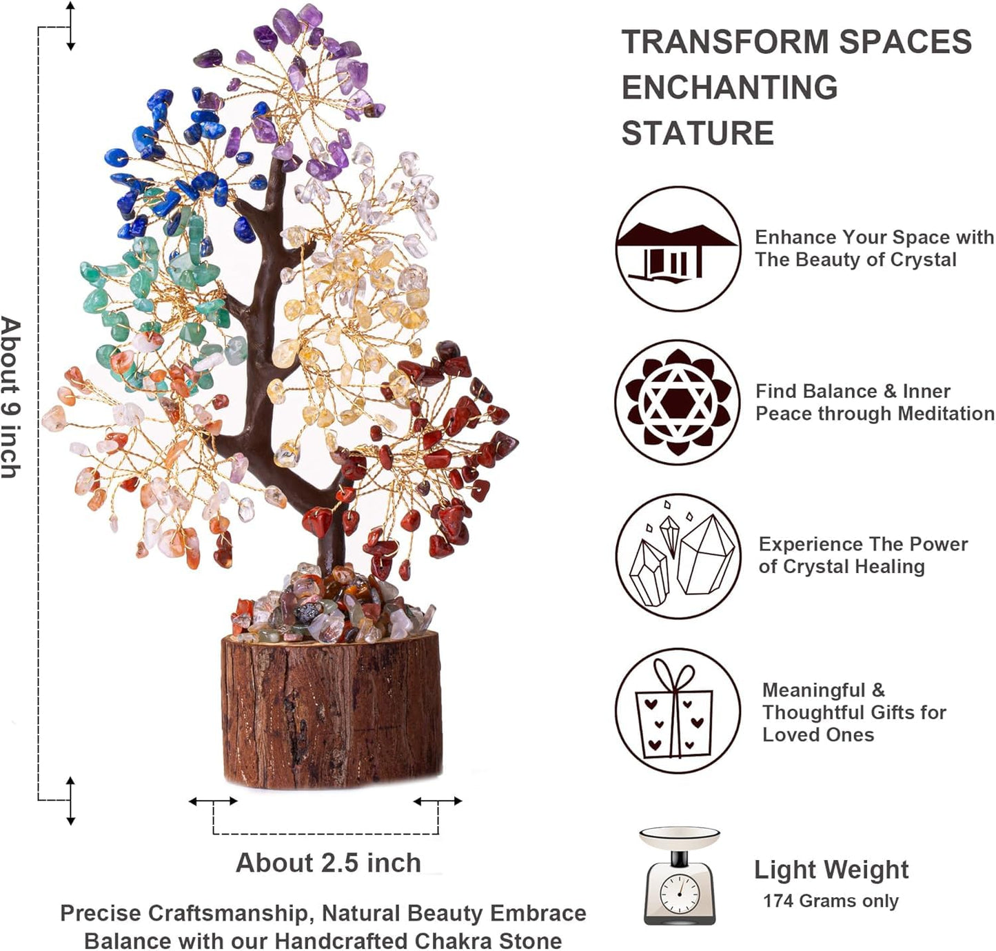 Crysmona Premium 7 Healing Chakra Tree of Life, Crystals and Healing Stones,- Crystal Tree for Positive Energy, Home Office Decor, Spiritual Gifts for Women