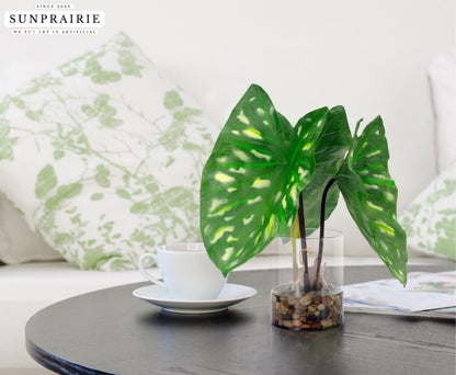SUNPRAIRIE Tropical Artificial Plant in Clear Pot with Artificial Water, Wide Arrowhead Leaves. Faux Plants Indoor and Outdoor