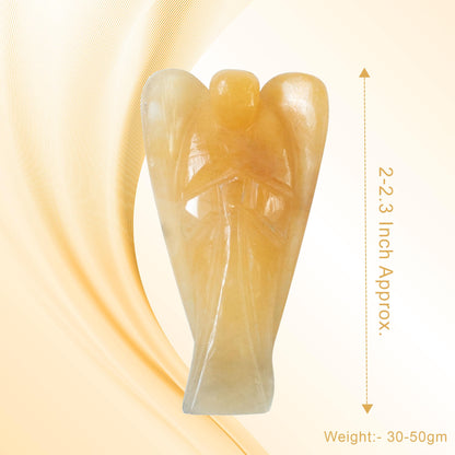"Yellow Aventurine Gemstone Pocket Angel Healing Figurine, Hand Carved Guardian Angel - Crystals for Positive Energy, Handmade Mini Statue for Love, Peace & Healing, Natural Gemstone Healing Figurine"
