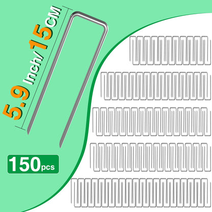 Bonviee 1.5” x 100’ Landscape Edging Kit, Garden Edging Coil with 150 Pcs Spikes, No Dig Lawn Border Design