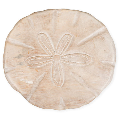 Sand Dollar Design Hand Carved Acacia Hardwood Decorative Short Stool